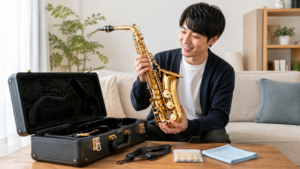 趣味でアルトサックスを始める日本人初心者とサックスケース